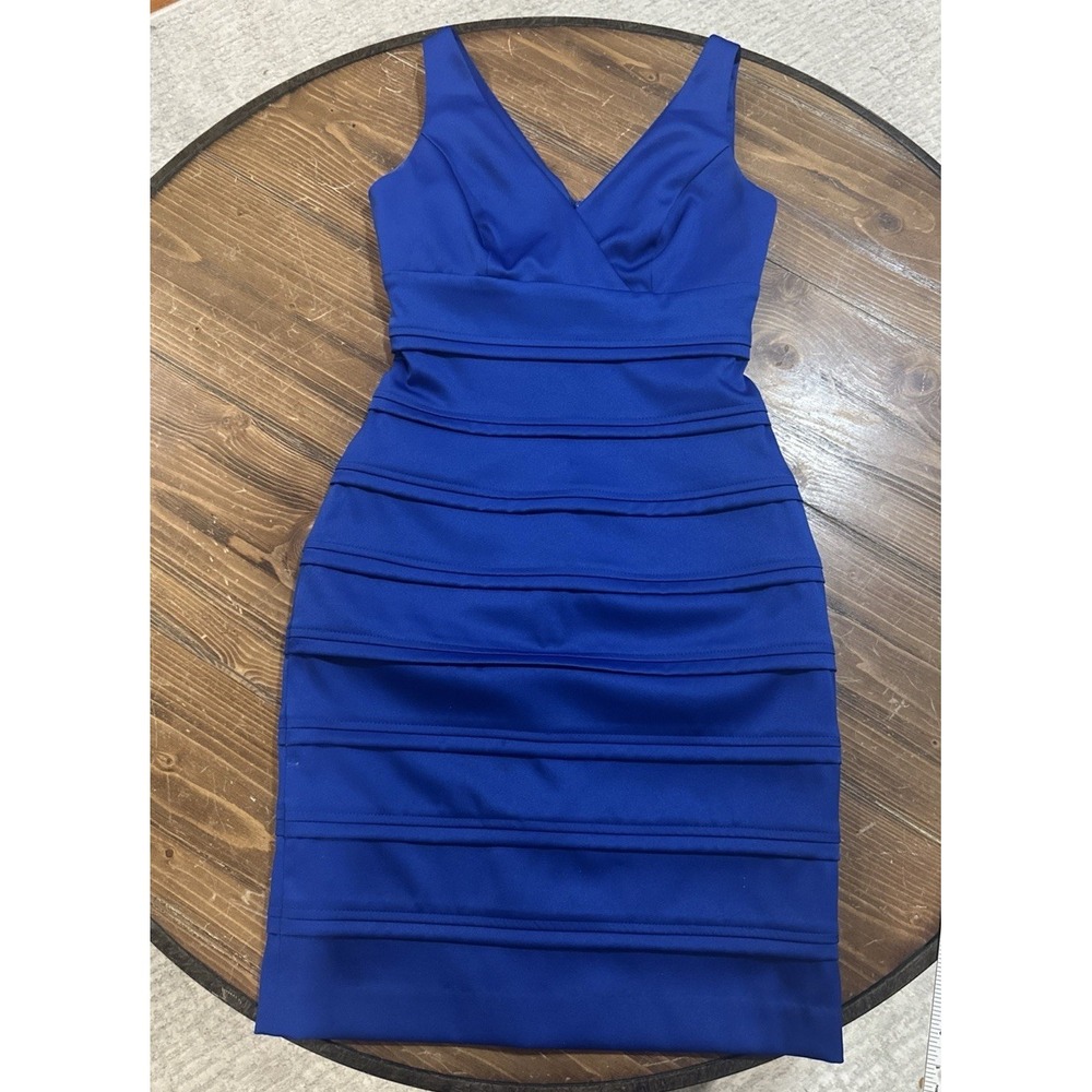 American Living Women Royal Blue Dress Size 2 Strappy Sleeves Back Zip Structure